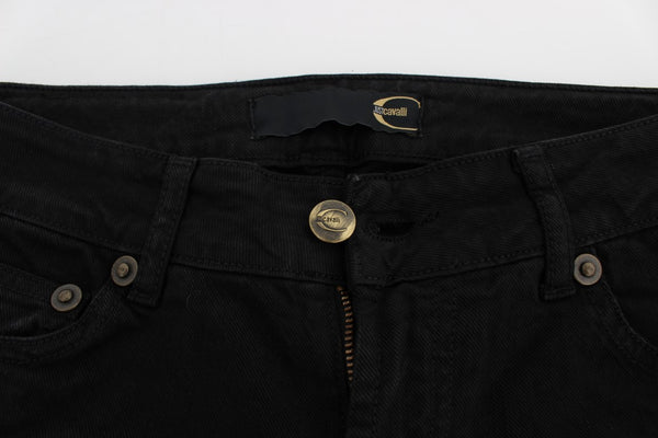 بنطلون جينز كافالي أسود من القطن المرن بقصّة "Slim Skinny Fit"