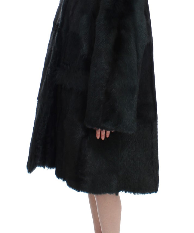 Dolce & Gabbana Black Goat Fur Shearling Long Jacket Coat