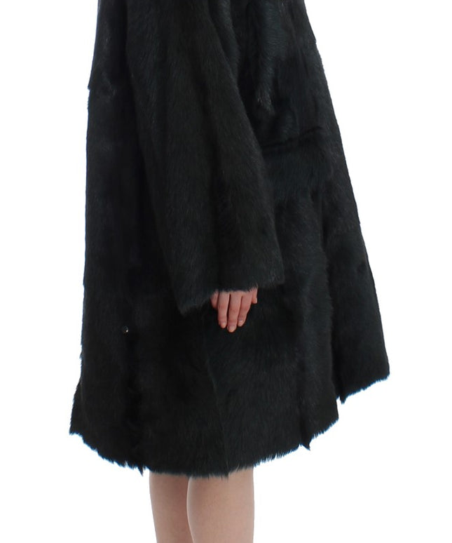 Dolce & Gabbana Black Goat Fur Shearling Long Jacket Coat