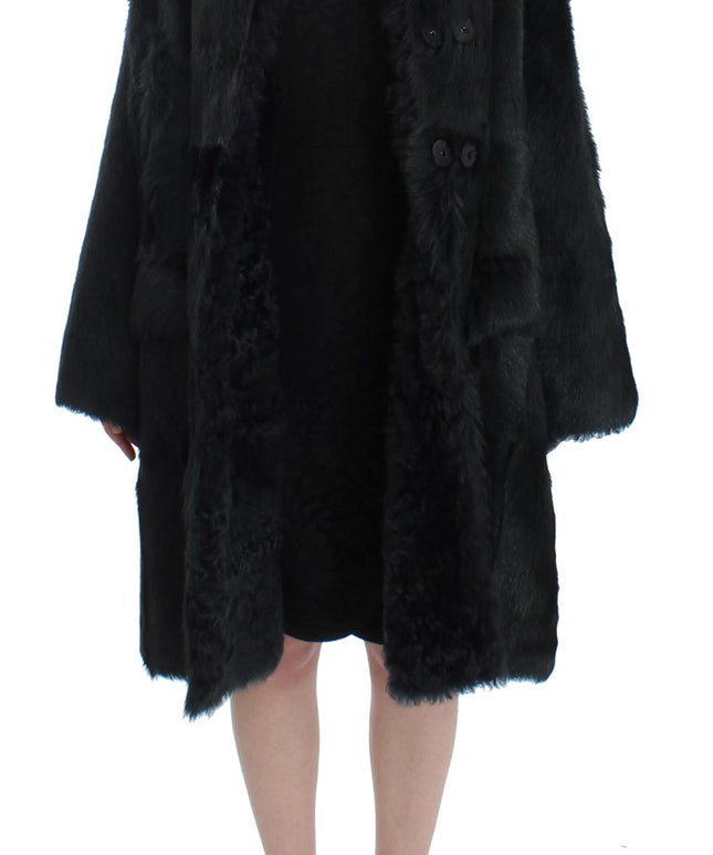Dolce & Gabbana Black Goat Fur Shearling Long Jacket Coat