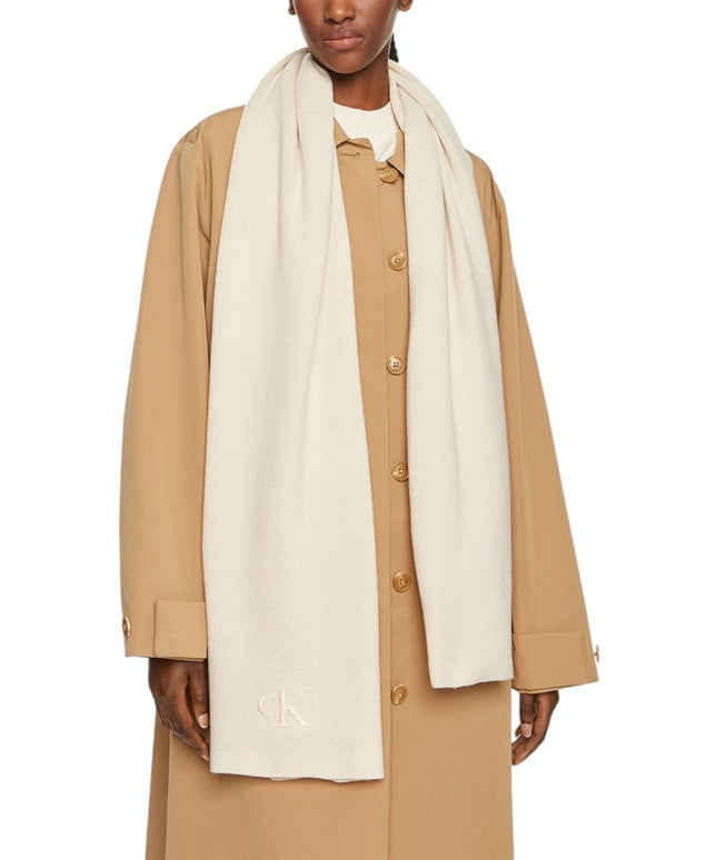 Calvin Klein Cream Recycled Polyester Scarf