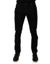 Dolce & Gabbana Black Tattered Cotton Skinny Men Denim Jeans