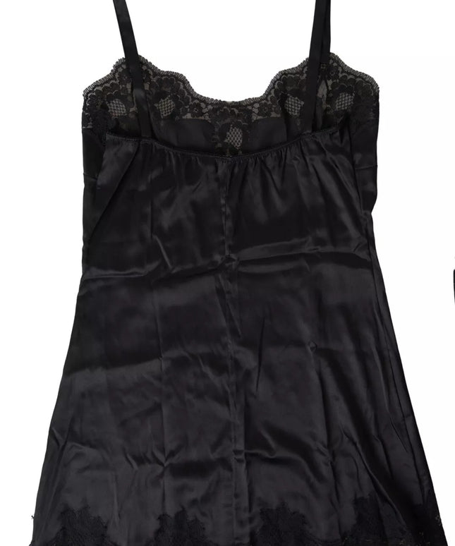 Dolce & Gabbana Black Lace Silk Sleepwear Camisole Top Underwear