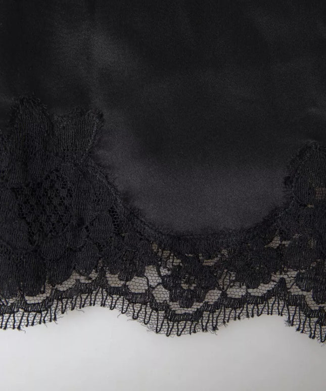 Dolce & Gabbana Black Lace Silk Sleepwear Camisole Top Underwear