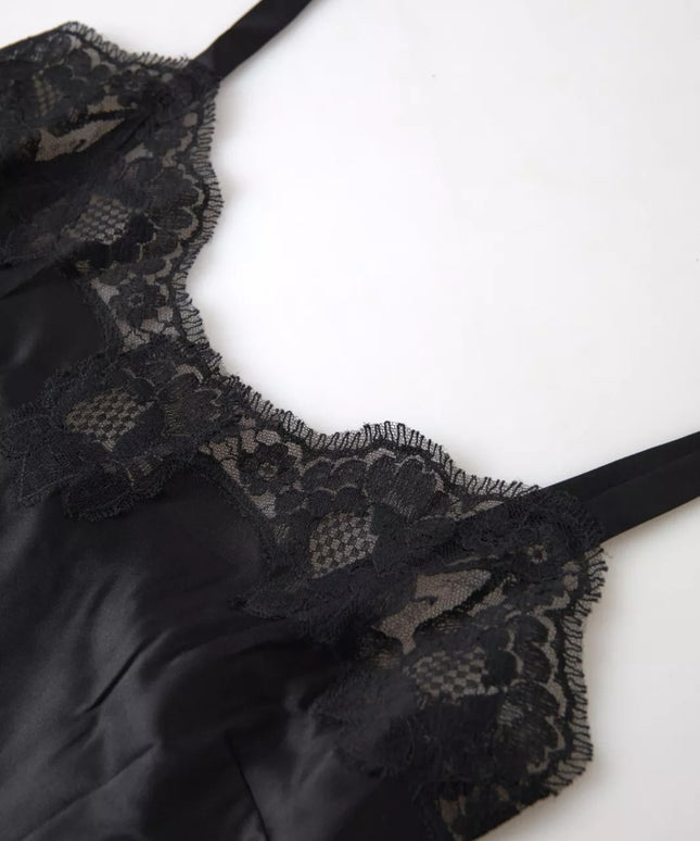 Dolce & Gabbana Black Lace Silk Sleepwear Camisole Top Underwear
