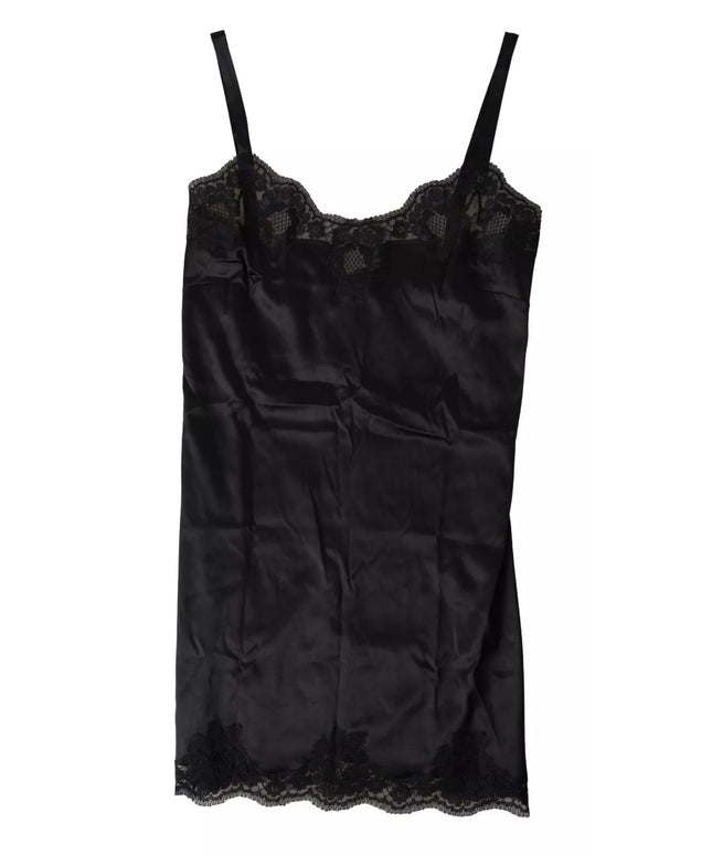 Dolce & Gabbana Black Lace Silk Sleepwear Camisole Top Underwear