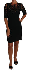 Dolce & Gabbana Black Floral Cut Out Pattern Coctail Dress
