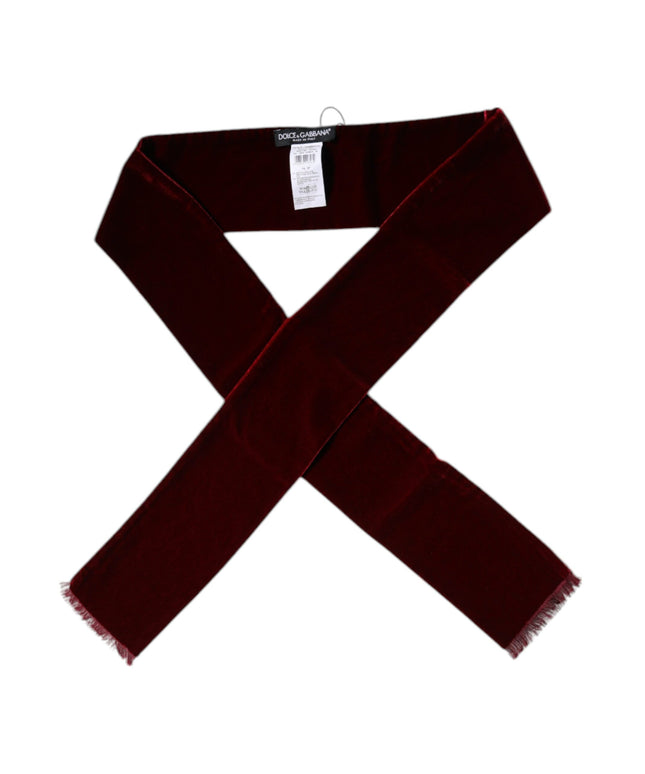 Dolce & Gabbana Bordeaux Cotton Silk Fringe Shawl Wrap Scarf
