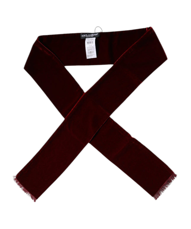 Dolce & Gabbana Bordeaux Cotton Silk Fringe Shawl Wrap Scarf