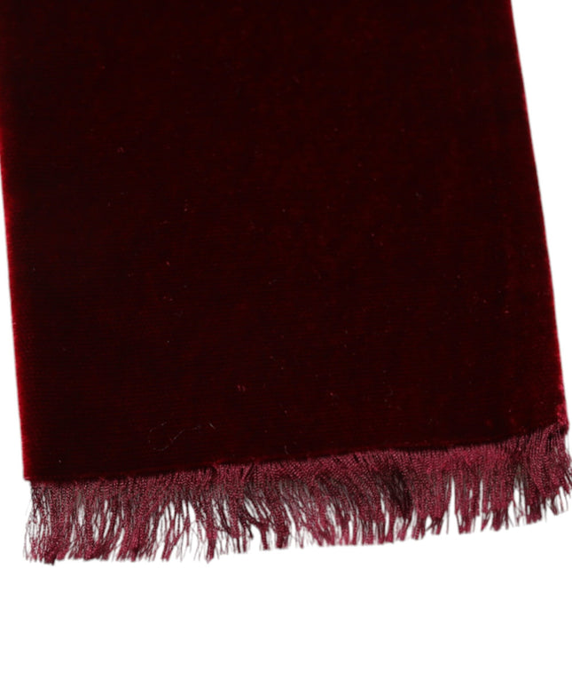 Dolce & Gabbana Bordeaux Cotton Silk Fringe Shawl Wrap Scarf