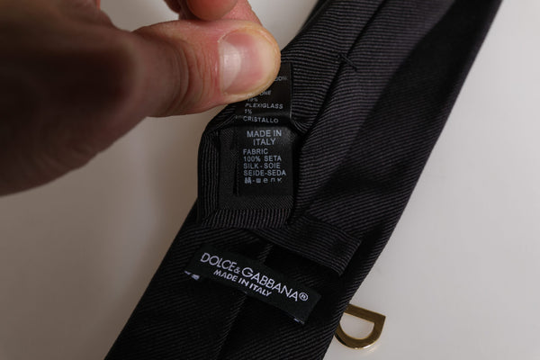 Dolce & Gabbana Black Logo Embellished Adjustable Necktie Tie