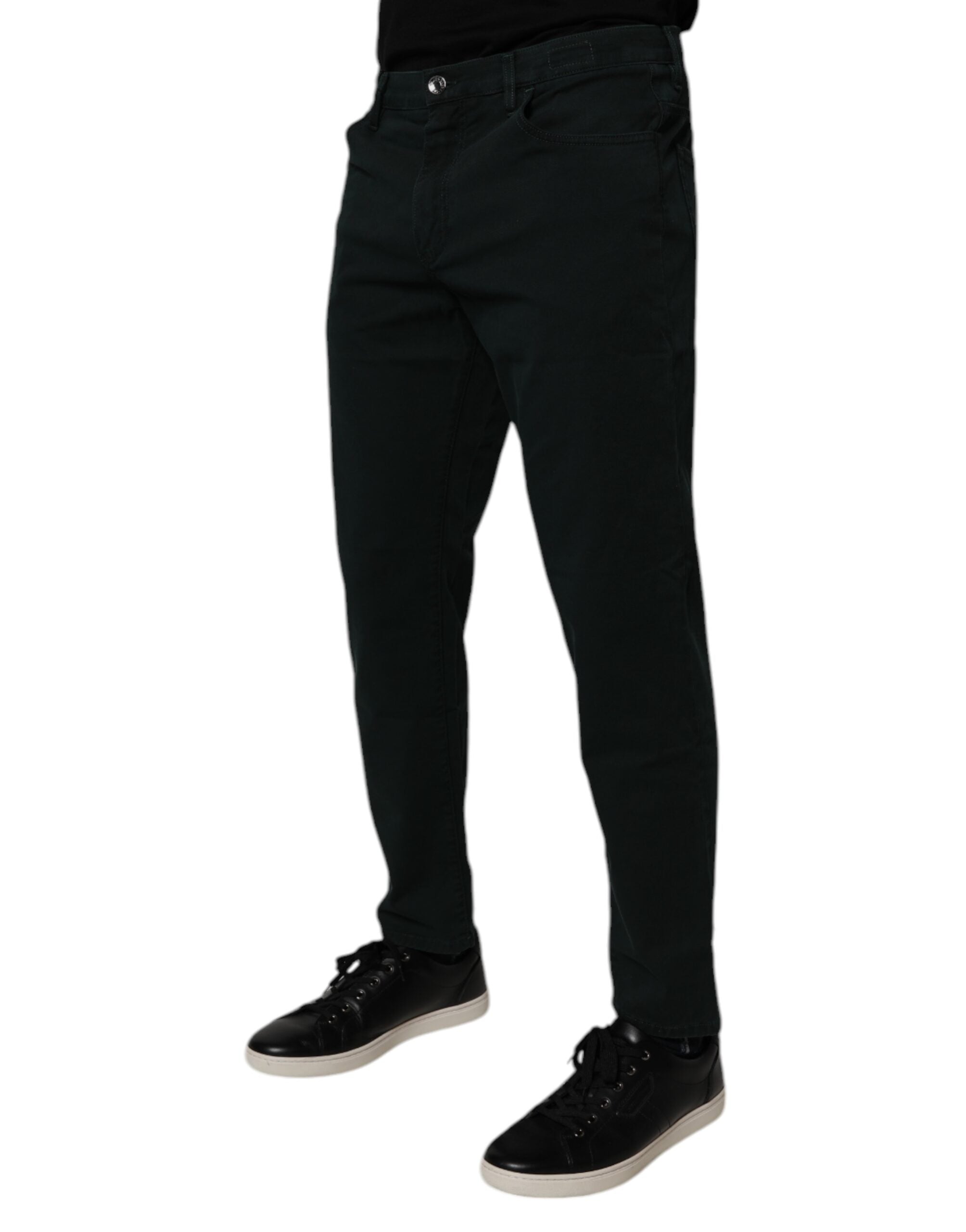 Dolce & Gabbana Dark Green Cotton Loose Men Denim Jeans