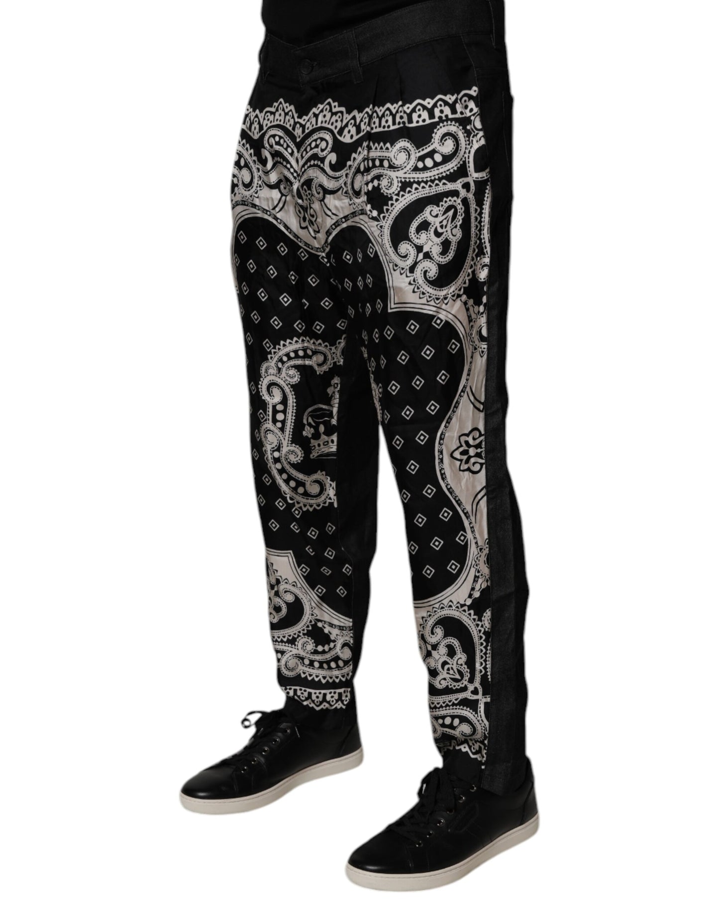 Dolce & Gabbana Black Bandana Cotton Skinny Denim Jeans
