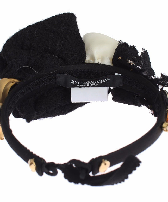 Dolce & Gabbana Diadem Headband Tiara White Rose Crystal Hair Gold