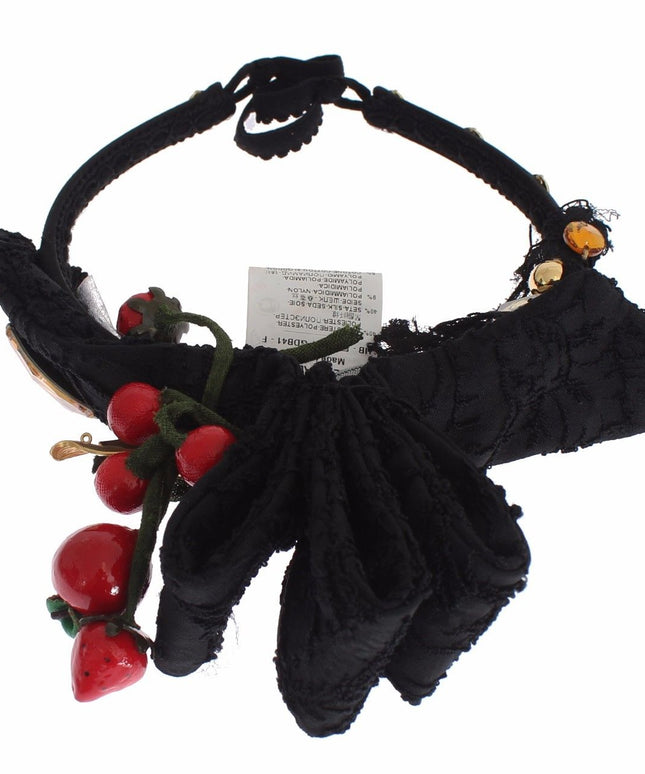 Dolce & Gabbana Diadem Headband Tiara Berry Fruit Crystal Bow Hair