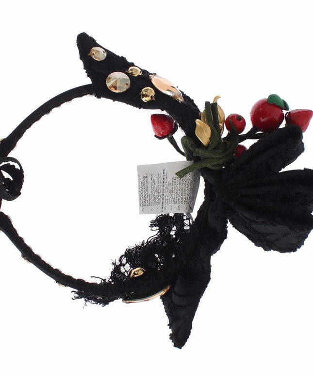 Dolce & Gabbana Diadem Headband Tiara Berry Fruit Crystal Bow Hair