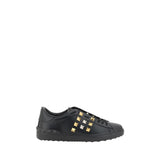 Valentino Garavani Black Calf Leather Bos Taurus Low Top Sneakers
