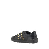 Valentino Garavani Black Calf Leather Bos Taurus Low Top Sneakers