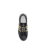 Valentino Garavani Black Calf Leather Bos Taurus Low Top Sneakers