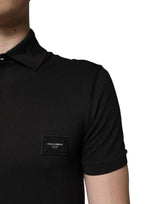 Dolce & Gabbana Dark Gray Logo Plaque Cotton Men Polo Shirt T-shirt