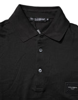 Dolce & Gabbana Dark Gray Logo Plaque Cotton Men Polo Shirt T-shirt