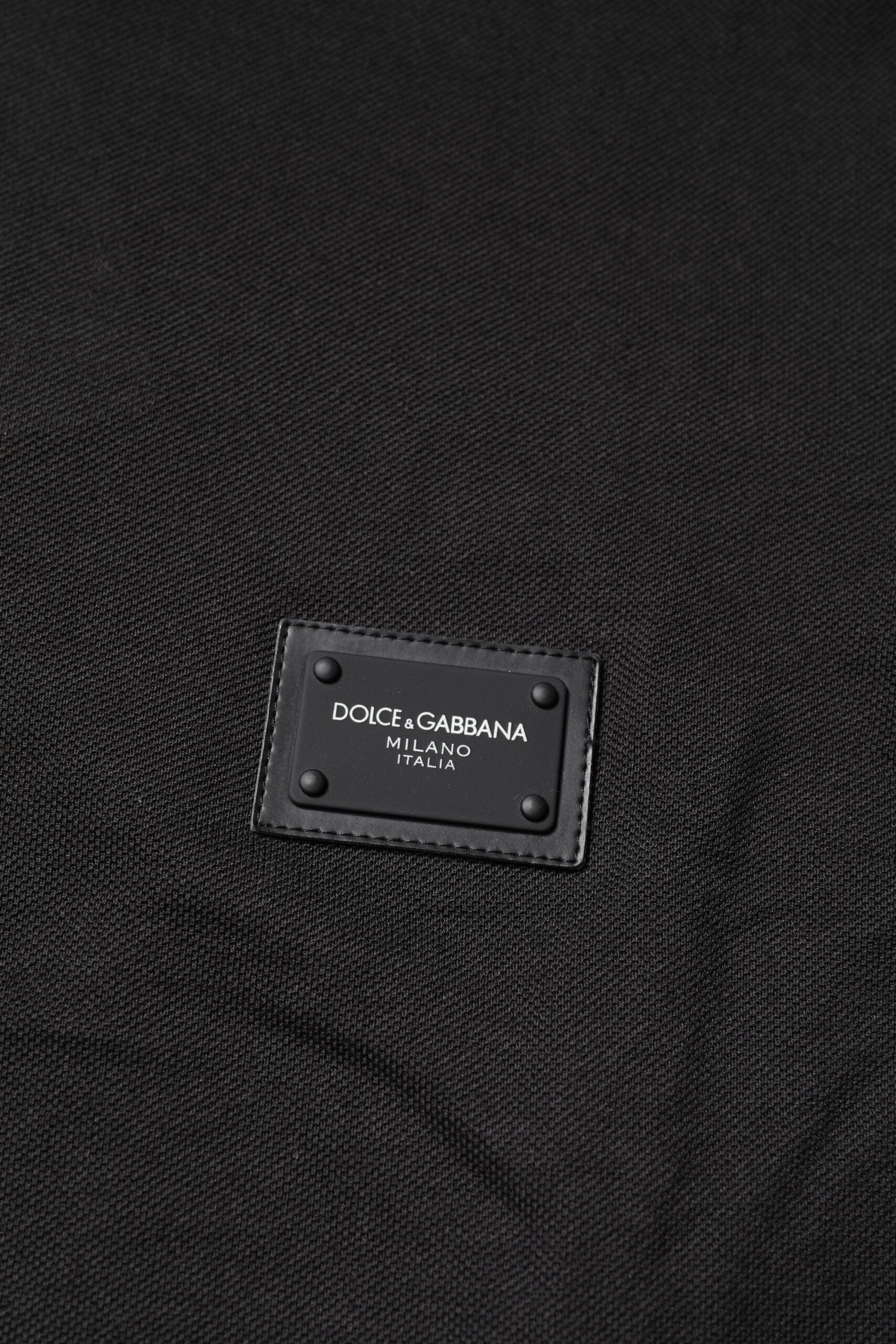 Dolce & Gabbana Dark Gray Logo Plaque Cotton Men Polo Shirt T-shirt