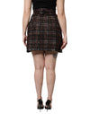 Dolce & Gabbana Multicolor High Waist Tartan Tweed Pencil Cut Skirt