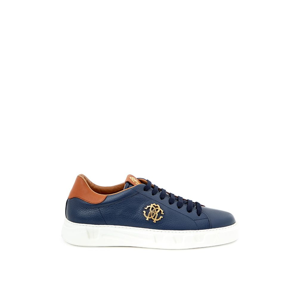 Roberto Cavalli Blue Leather Low Top Sneakers