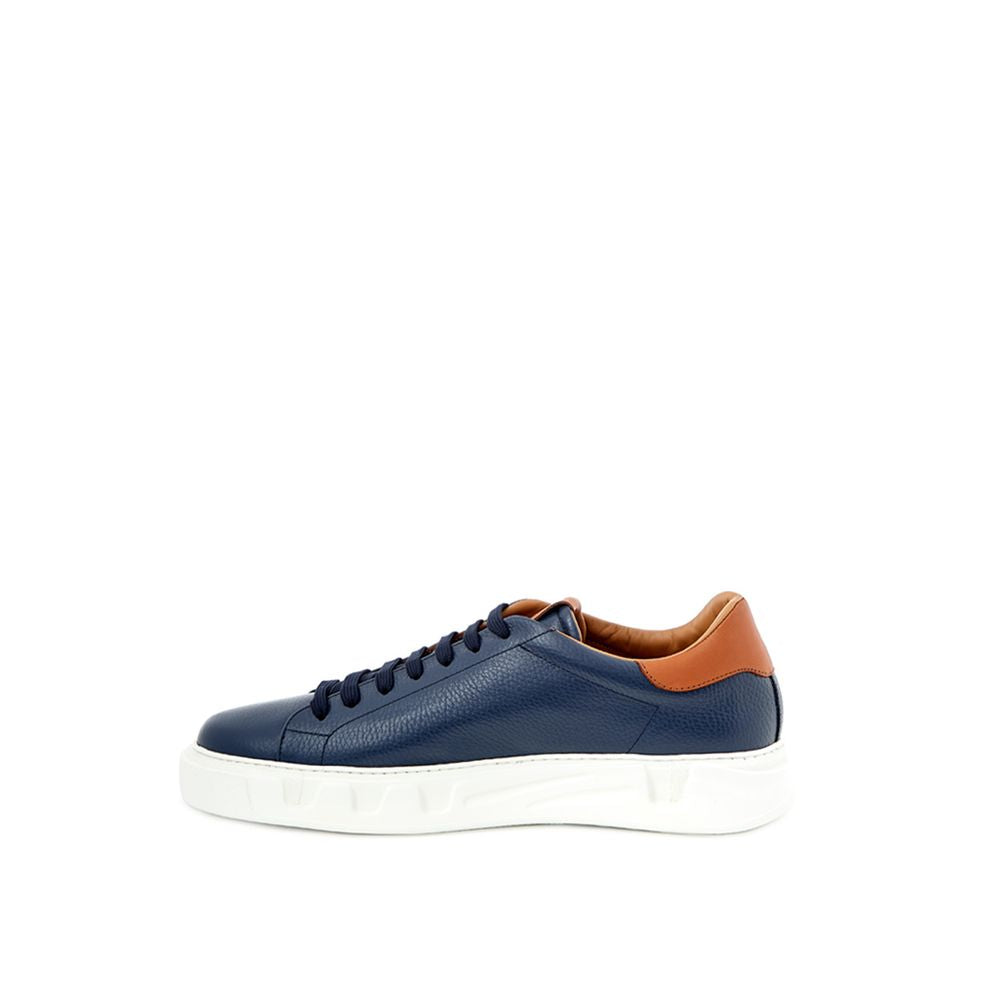 Roberto Cavalli Blue Leather Low Top Sneakers