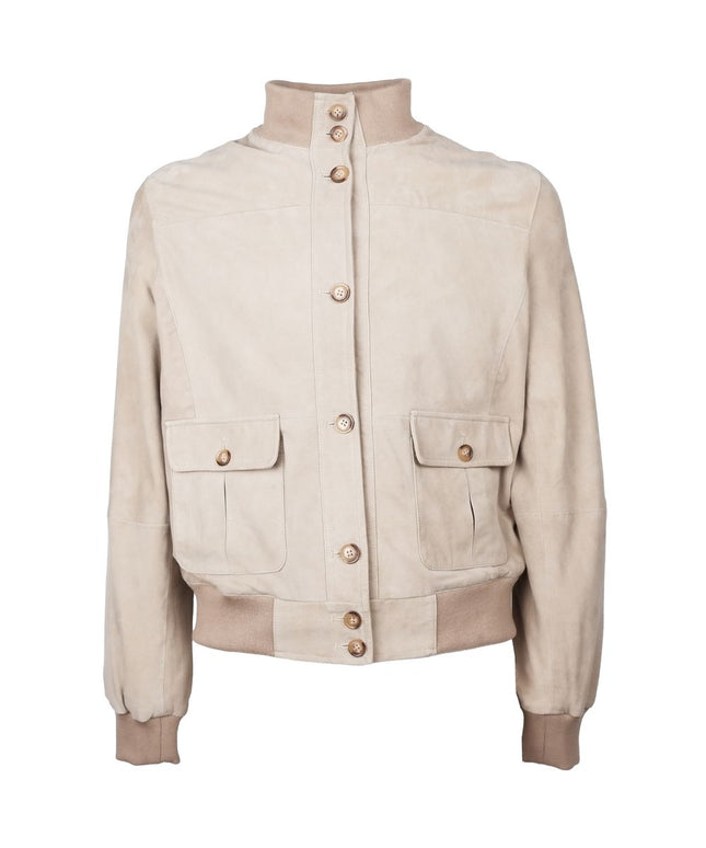 Emilio Romanelli Beige Calfskin Men Jacket