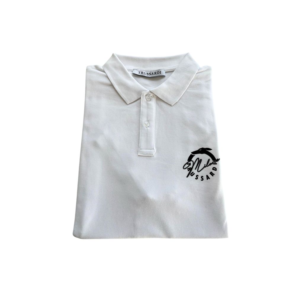 Trussardi Beachwear White Cotton Men Polo Shirt
