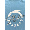 تي شيرت رجالي من Trussardi Beachwear مصنوع من القطن باللون الأزرق الفاتح