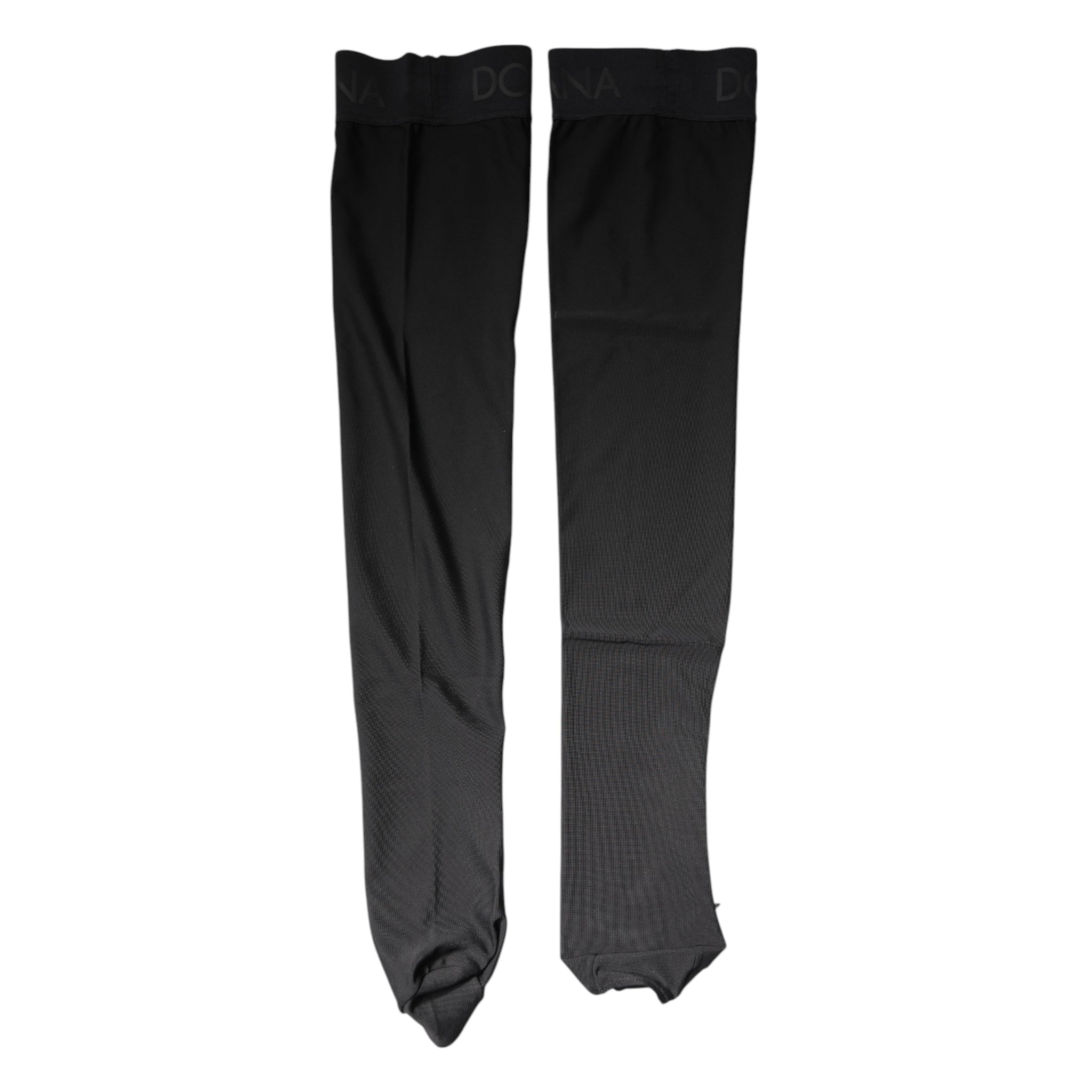 Dolce & Gabbana Black Viscose Stretch Over Calf Stockings Socks