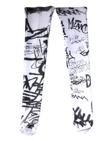 Dolce & Gabbana White Graffiti Cotton Over Calf Stockings Socks