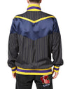 Dolce & Gabbana Black Striped Logo Full Zip Bomber Jacket