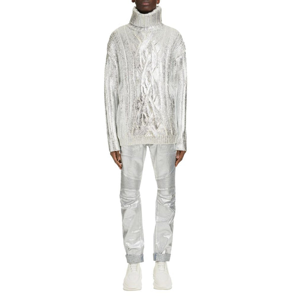 Balmain Brown Wool Men Turtleneck Sweater