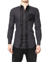 Dolce & Gabbana Black Polka Dot Long Sleeves Gold Formal Shirt