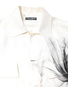 Dolce & Gabbana Ivory Silk Long Sleeves Men Casual Shirt