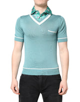 Dolce & Gabbana Green Printed Collared Short Sleeve T-shirt