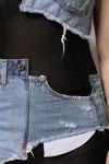 Dolce & Gabbana Black Blue Sleeveless Denim Mini Dress
