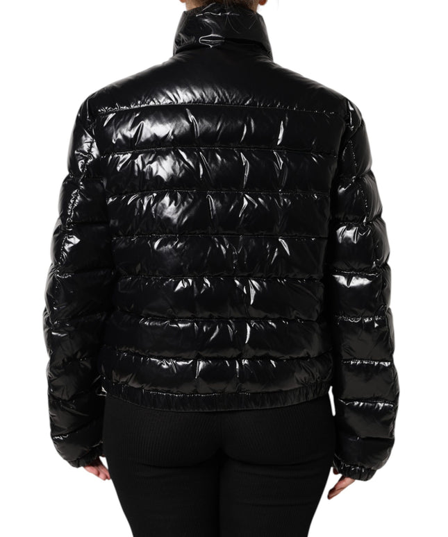 Dolce & Gabbana Black Logo Plaque Full Zip Puffer Jacket