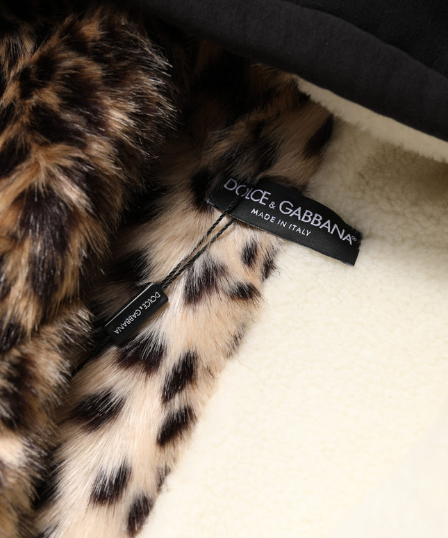 Dolce & Gabbana Black Embroidered Full Zip Hooded Jacket