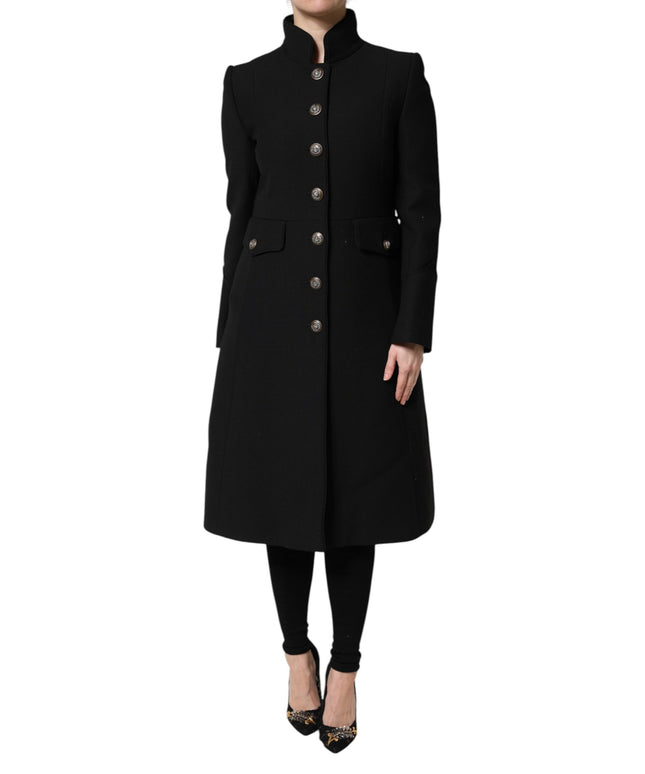 Dolce & Gabbana Black Wool Single Breasted Trench Coat Jacket
