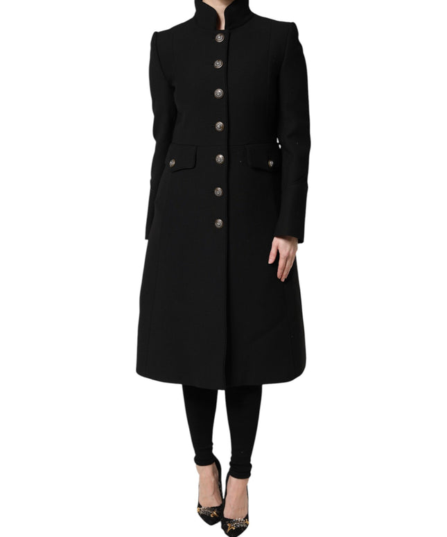 Dolce & Gabbana Black Wool Single Breasted Trench Coat Jacket