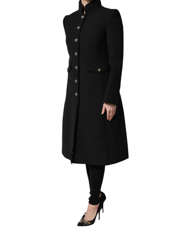Dolce & Gabbana Black Wool Single Breasted Trench Coat Jacket