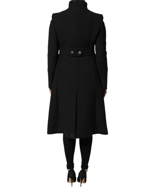Dolce & Gabbana Black Wool Single Breasted Trench Coat Jacket