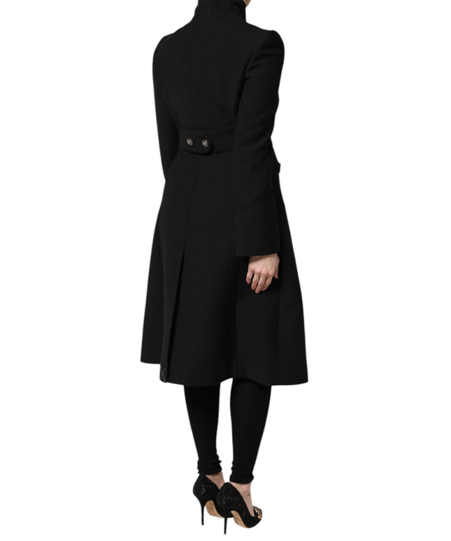 Dolce & Gabbana Black Wool Single Breasted Trench Coat Jacket