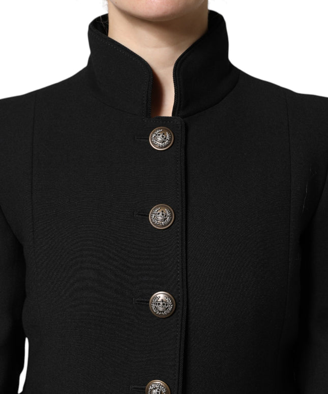 Dolce & Gabbana Black Wool Single Breasted Trench Coat Jacket