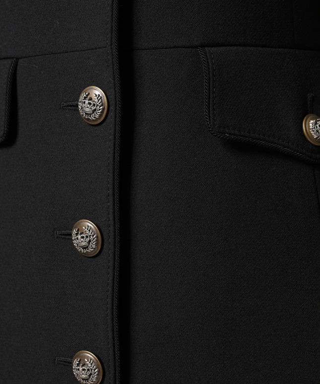 Dolce & Gabbana Black Wool Single Breasted Trench Coat Jacket