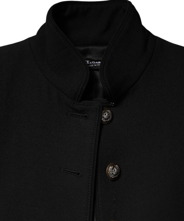 Dolce & Gabbana Black Wool Single Breasted Trench Coat Jacket
